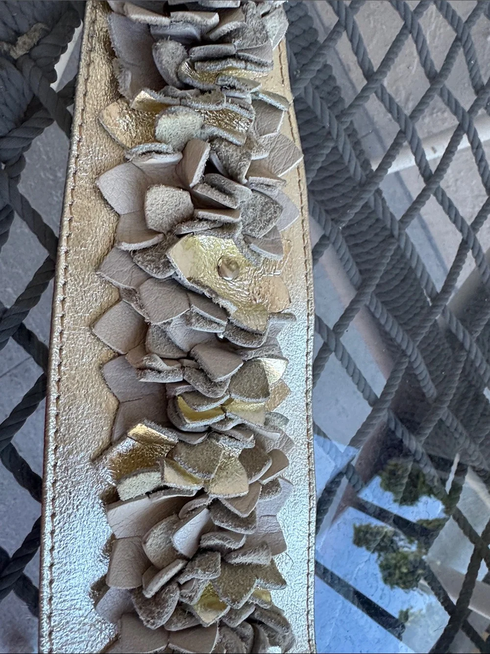 Gold Floral Leather Waist Belt